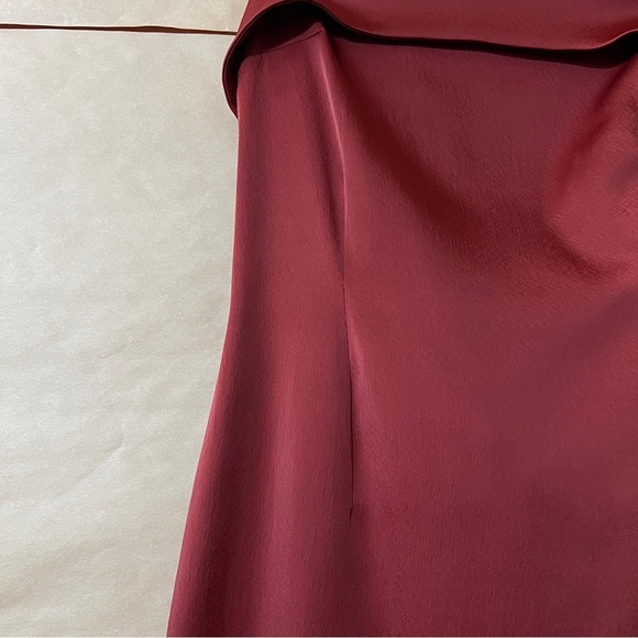 Anthropologie | NWT Strapless Cowl Back Midi Dress Satin Red Rust Size M - Picture 5 of 13